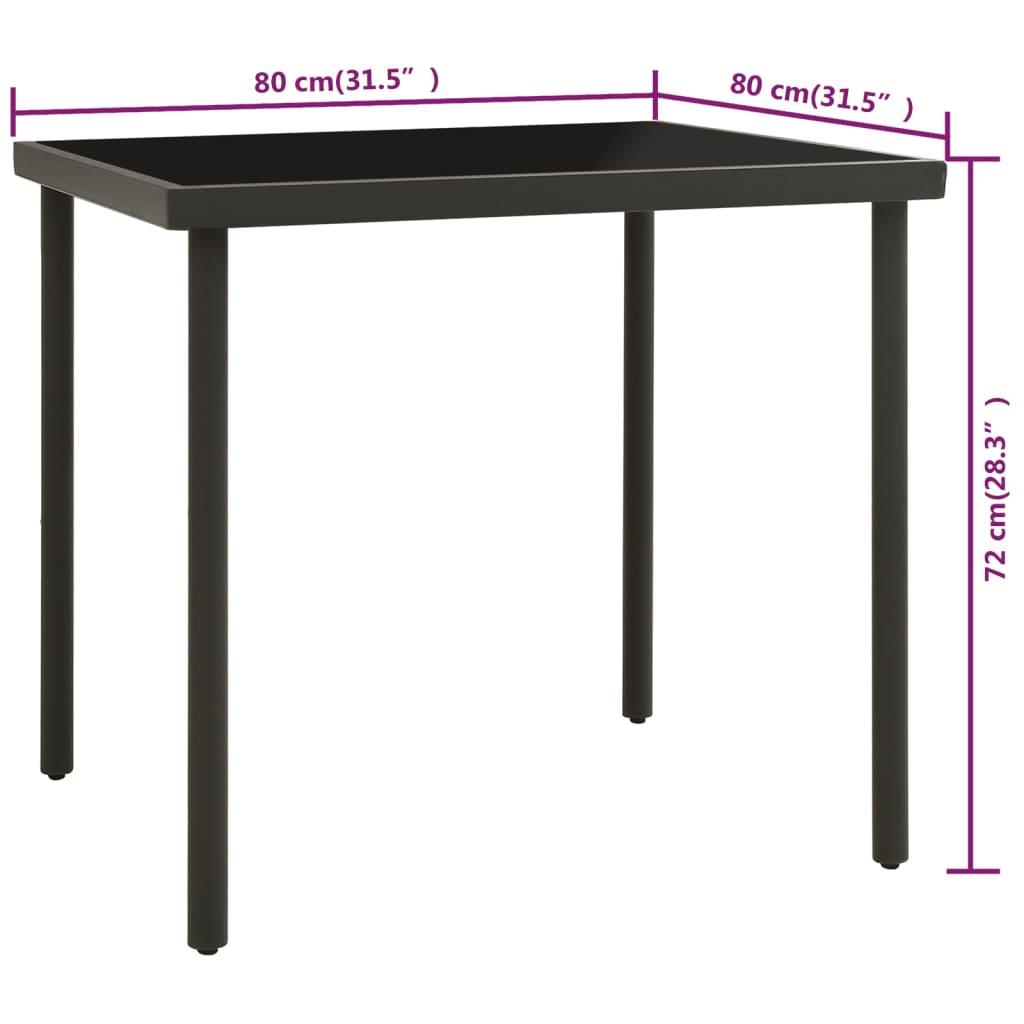 Patio Dining Table Anthracite 31.5"x31.5"x28.3" Glass and Steel at Set Shop and Smile
