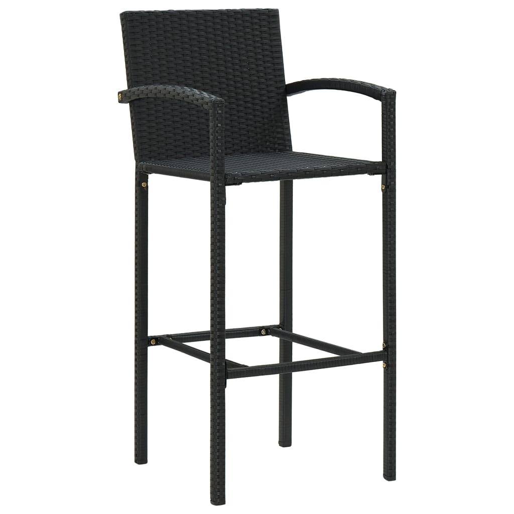 Bar Stools 2 pcs Black Poly Rattan at Set Shop and Smile
