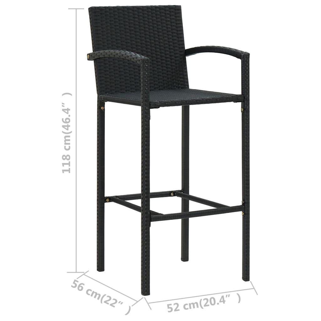 Bar Stools 2 pcs Black Poly Rattan at Set Shop and Smile