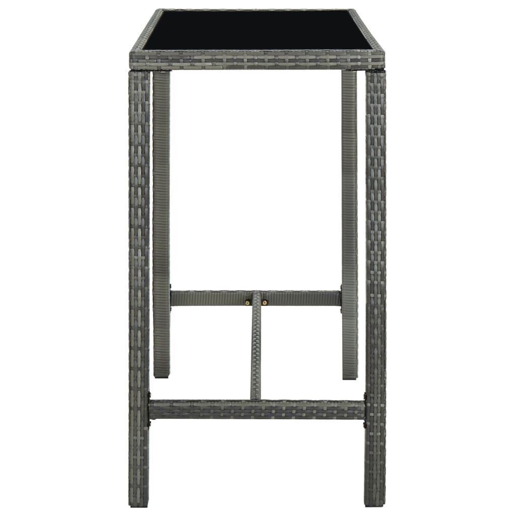 Patio Bar Table Gray 51.2"x23.6"x43.3" Poly Rattan and Glass at Set Shop and Smile