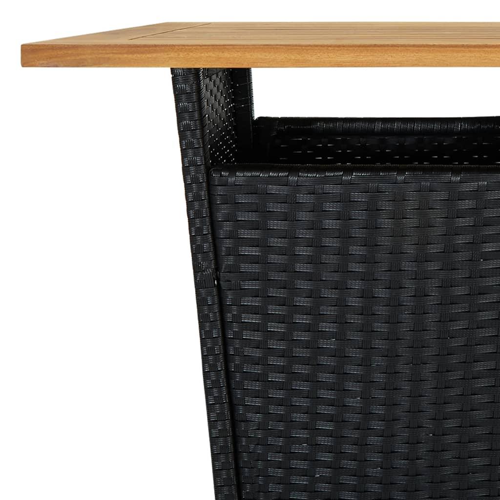 Bar Table Black 23.6"x23.6"x43.3" Poly Rattan and Solid Acacia Wood at Set Shop and Smile