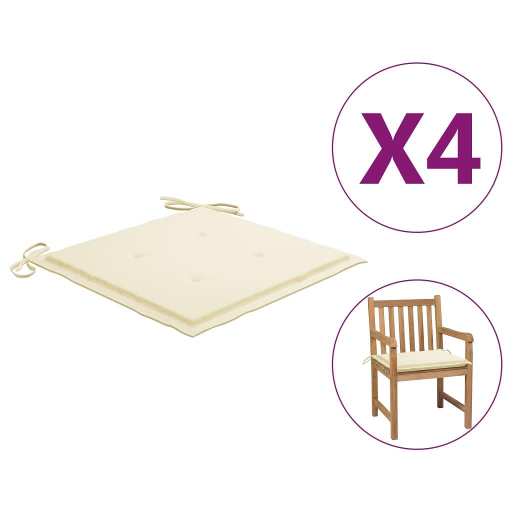 Garden Chair Cushions 4 pcs Cream 19.7"x19.7"x1.2" Fabric at Set Shop and Smile