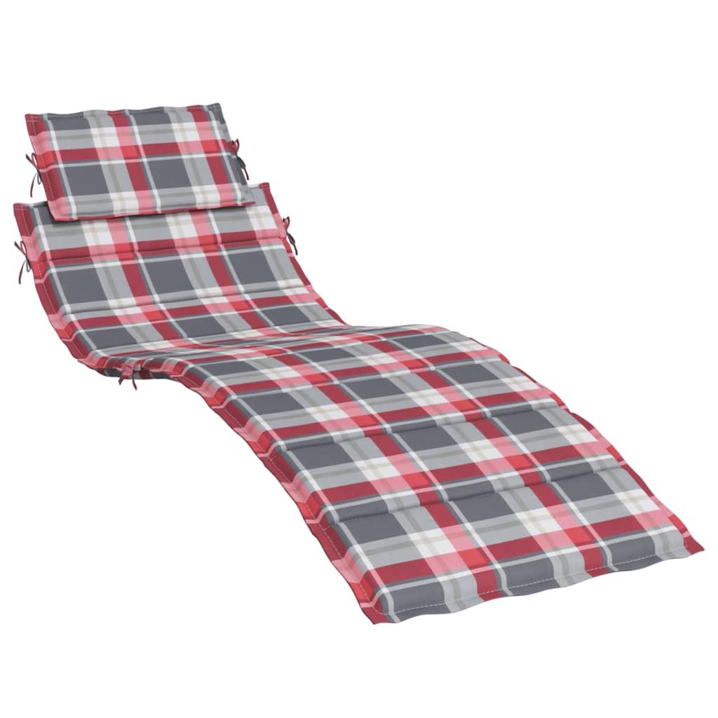 Sun Lounger Cushion Red Check Pattern 73.2"x22.8"x1.2" at Set Shop and Smile