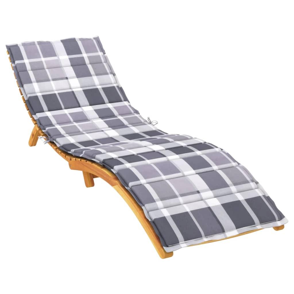 Sun Lounger Cushion Gray Check Pattern 78.7"x23.6"x1.2" Oxford Fabric at Set Shop and Smile