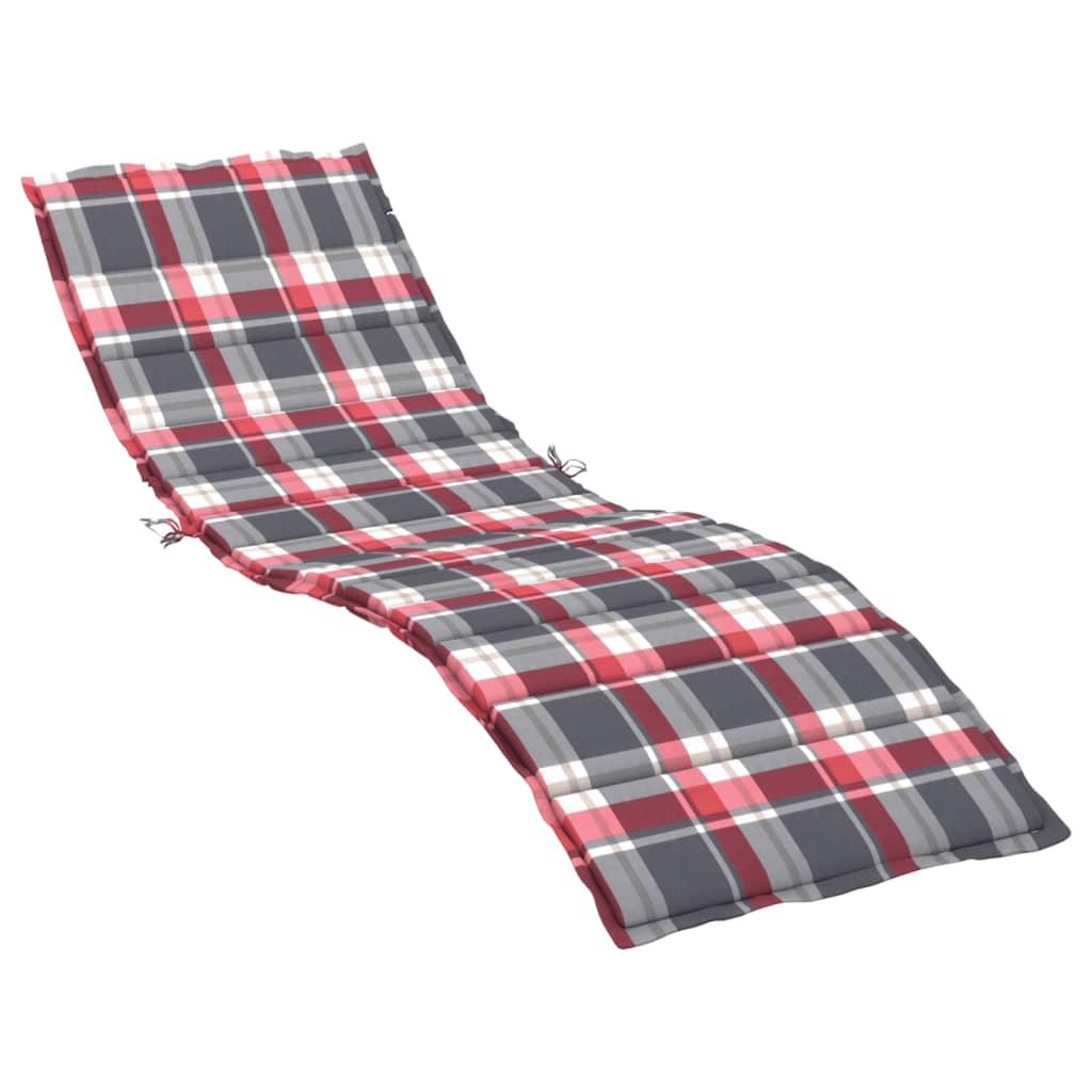 Sun Lounger Cushion Red Check Pattern 78.7"x27.6"x1.2" Fabric at Set Shop and Smile