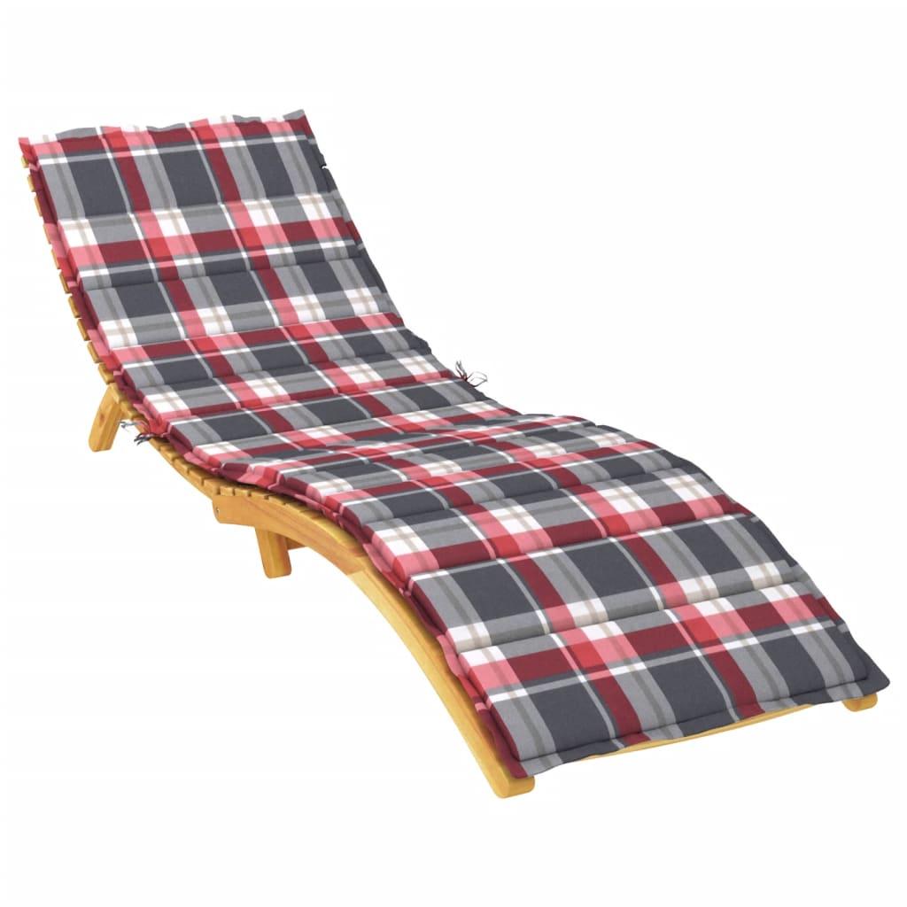 Sun Lounger Cushion Red Check Pattern 78.7"x27.6"x1.2" Fabric at Set Shop and Smile