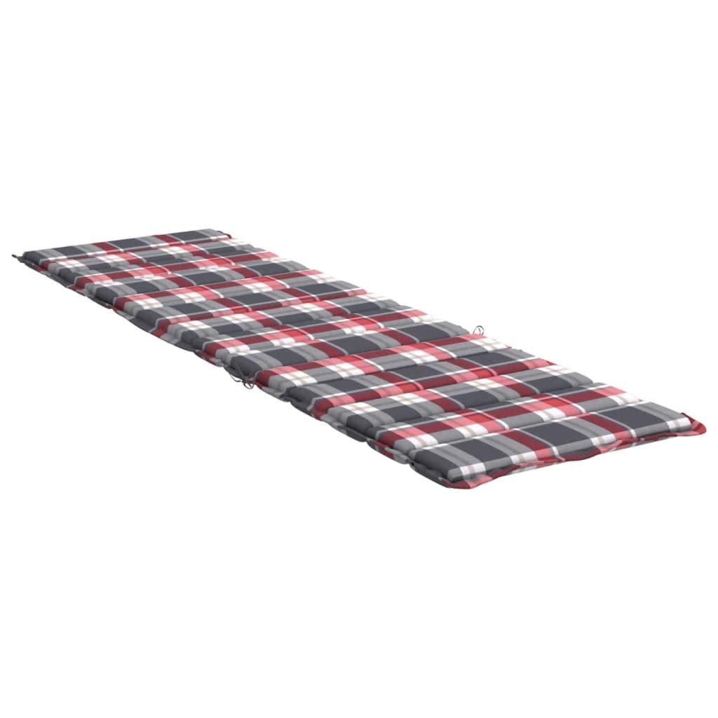 Sun Lounger Cushion Red Check Pattern 78.7"x27.6"x1.2" Fabric at Set Shop and Smile