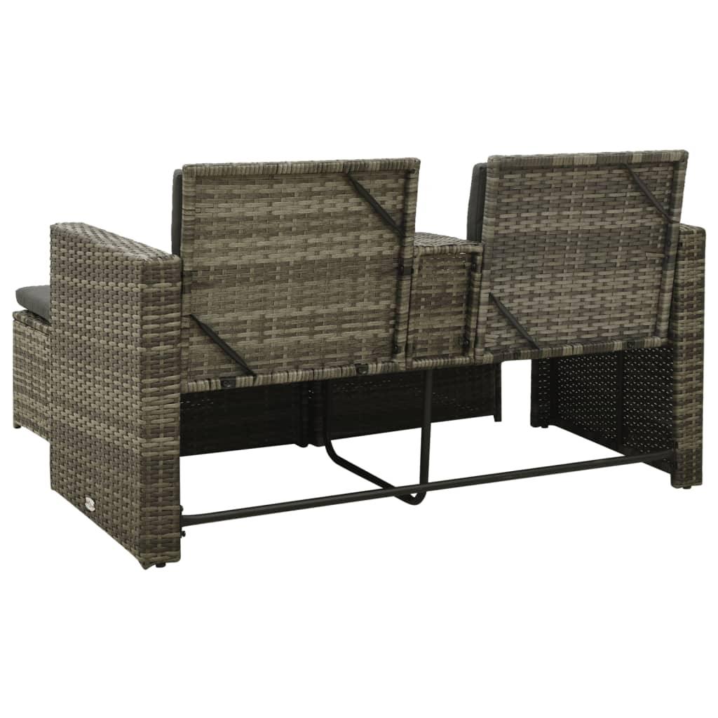 3 Piece Patio Lounge Set with Cushions Poly Rattan Gray at Set Shop and Smile