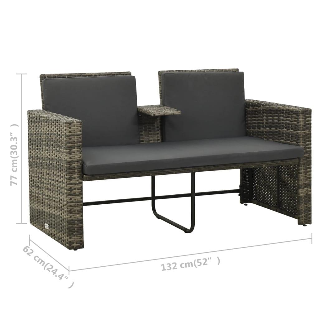 3 Piece Patio Lounge Set with Cushions Poly Rattan Gray at Set Shop and Smile