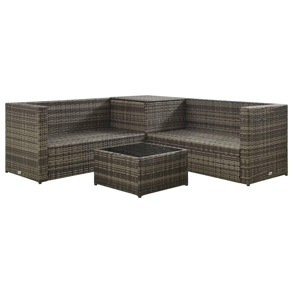 4 Piece Patio Lounge Set with Cushions Poly Rattan Gray at Set Shop and Smile