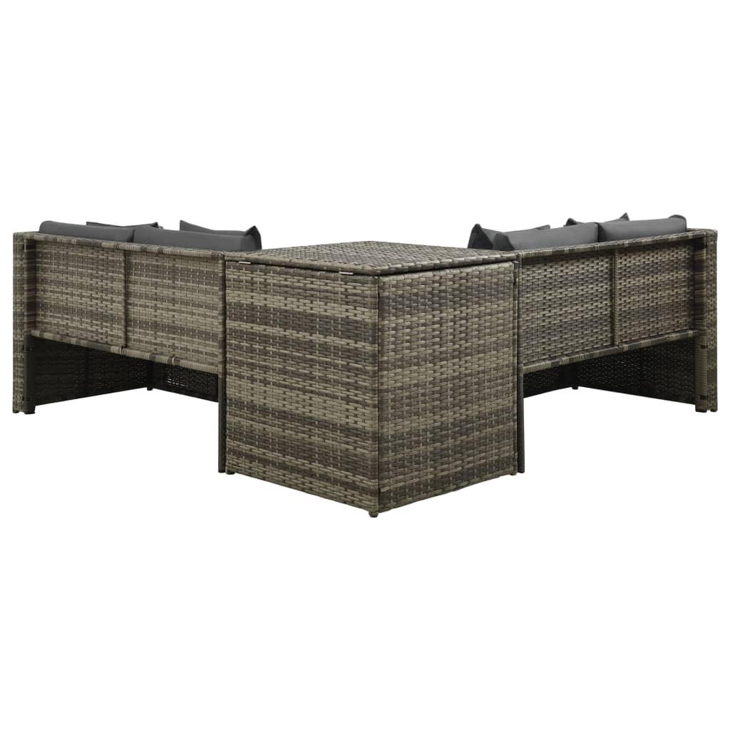 4 Piece Patio Lounge Set with Cushions Poly Rattan Gray at Set Shop and Smile