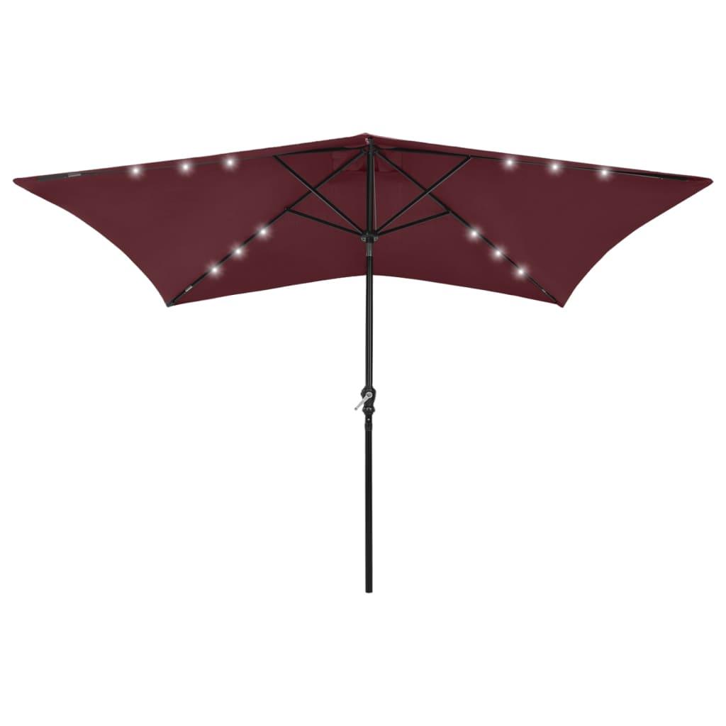 Parasol with LEDs and Steel Pole Bordeaux Red 6.6'x9.8' at Set Shop and Smile