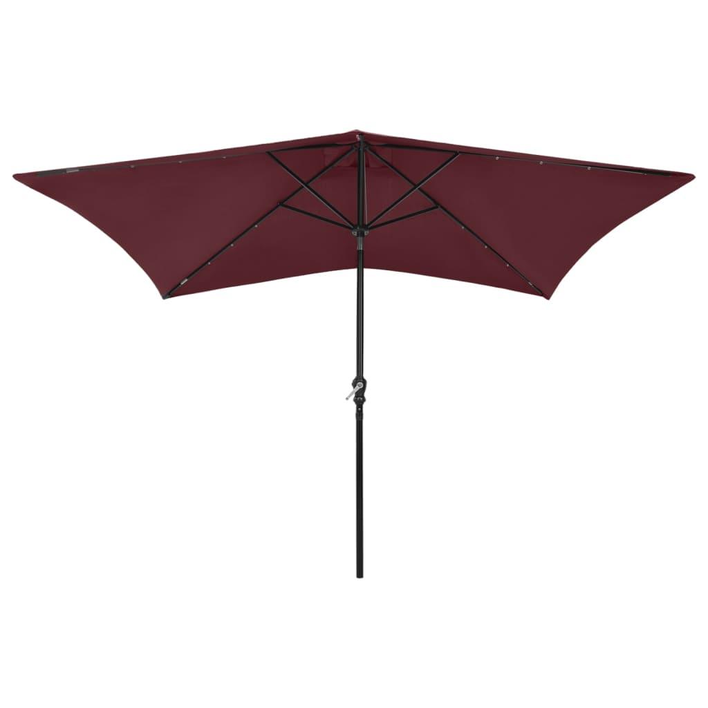 Parasol with LEDs and Steel Pole Bordeaux Red 6.6'x9.8' at Set Shop and Smile
