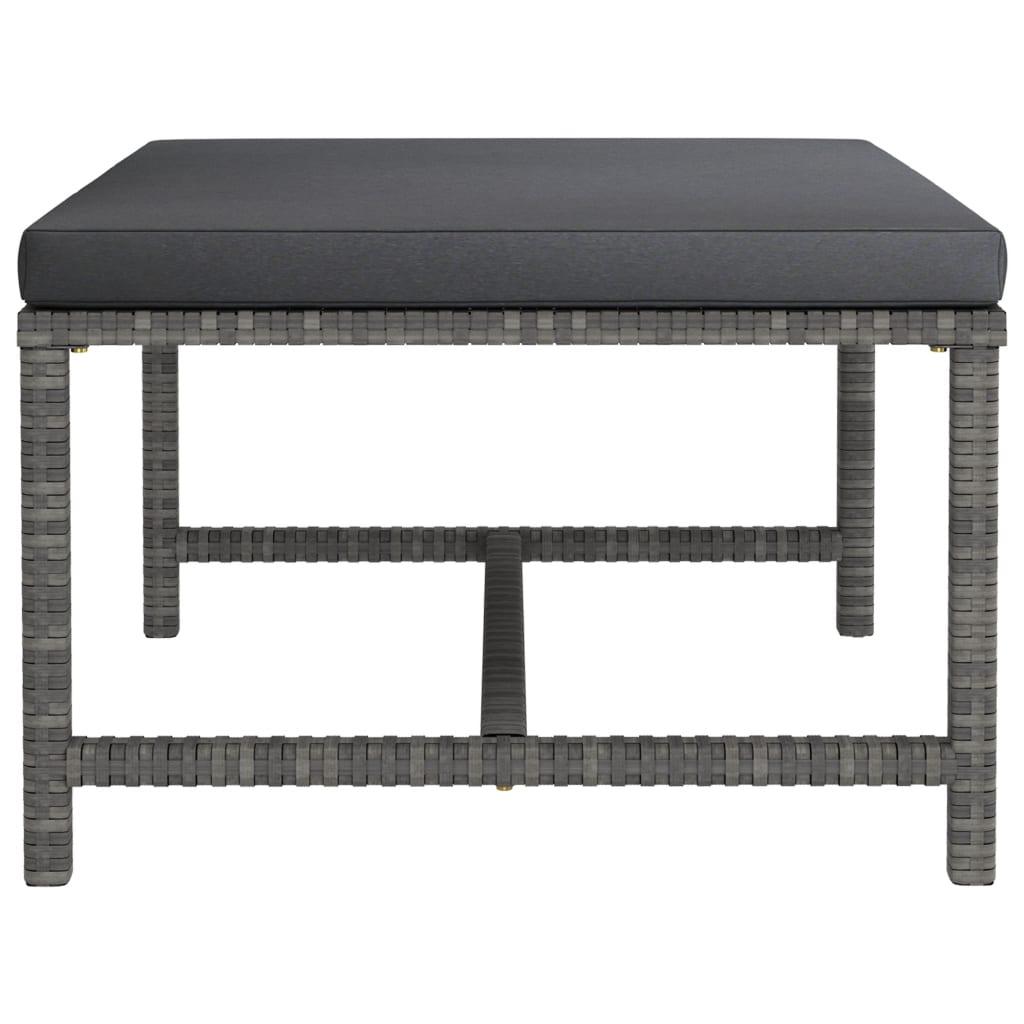 Sectional Footrest with Cushion Gray Poly Rattan at Set Shop and Smile