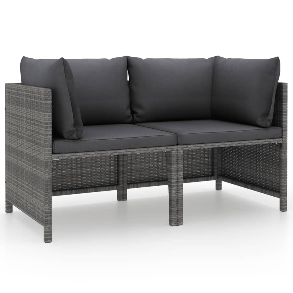 2-Seater Patio Sofa with Cushions Gray Poly Rattan at Set Shop and Smile
