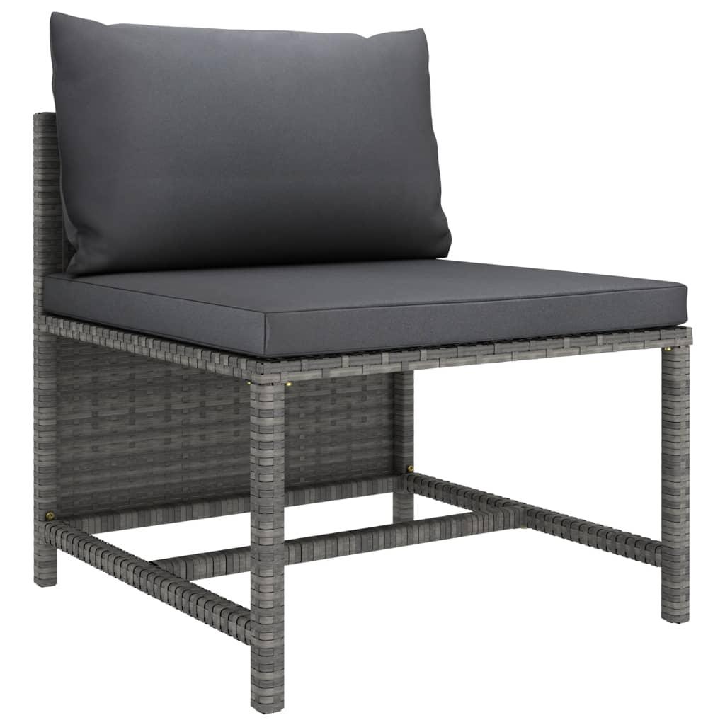 4-Seater Patio Sofa with Cushions Gray Poly Rattan at Set Shop and Smile