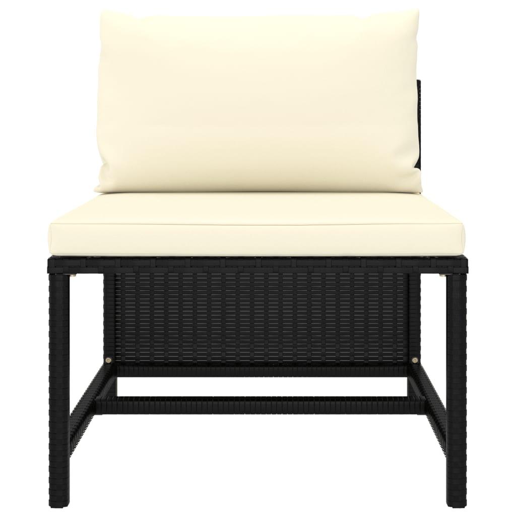 4-Seater Patio Sofa with Cushions Black Poly Rattan at Set Shop and Smile