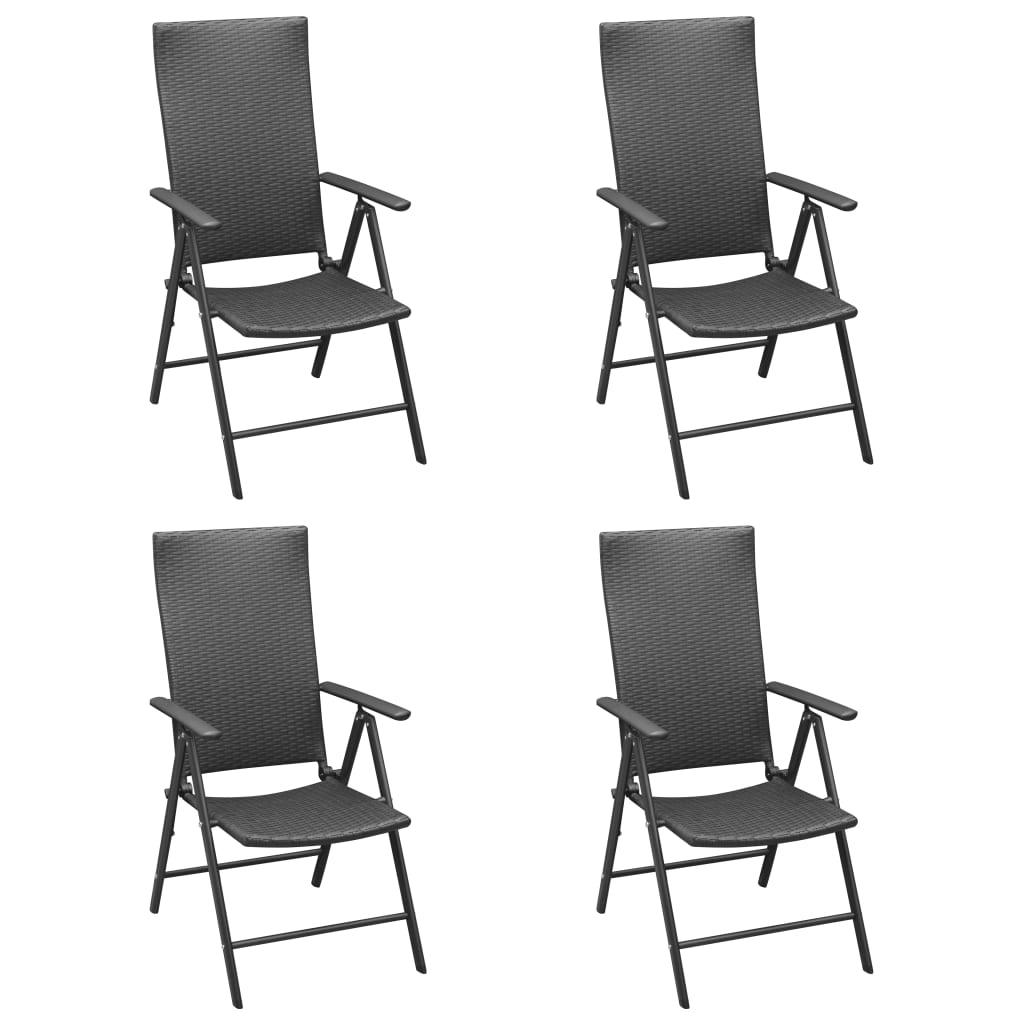 Patio Chairs 4 pcs Poly Rattan Black at Set Shop and Smile