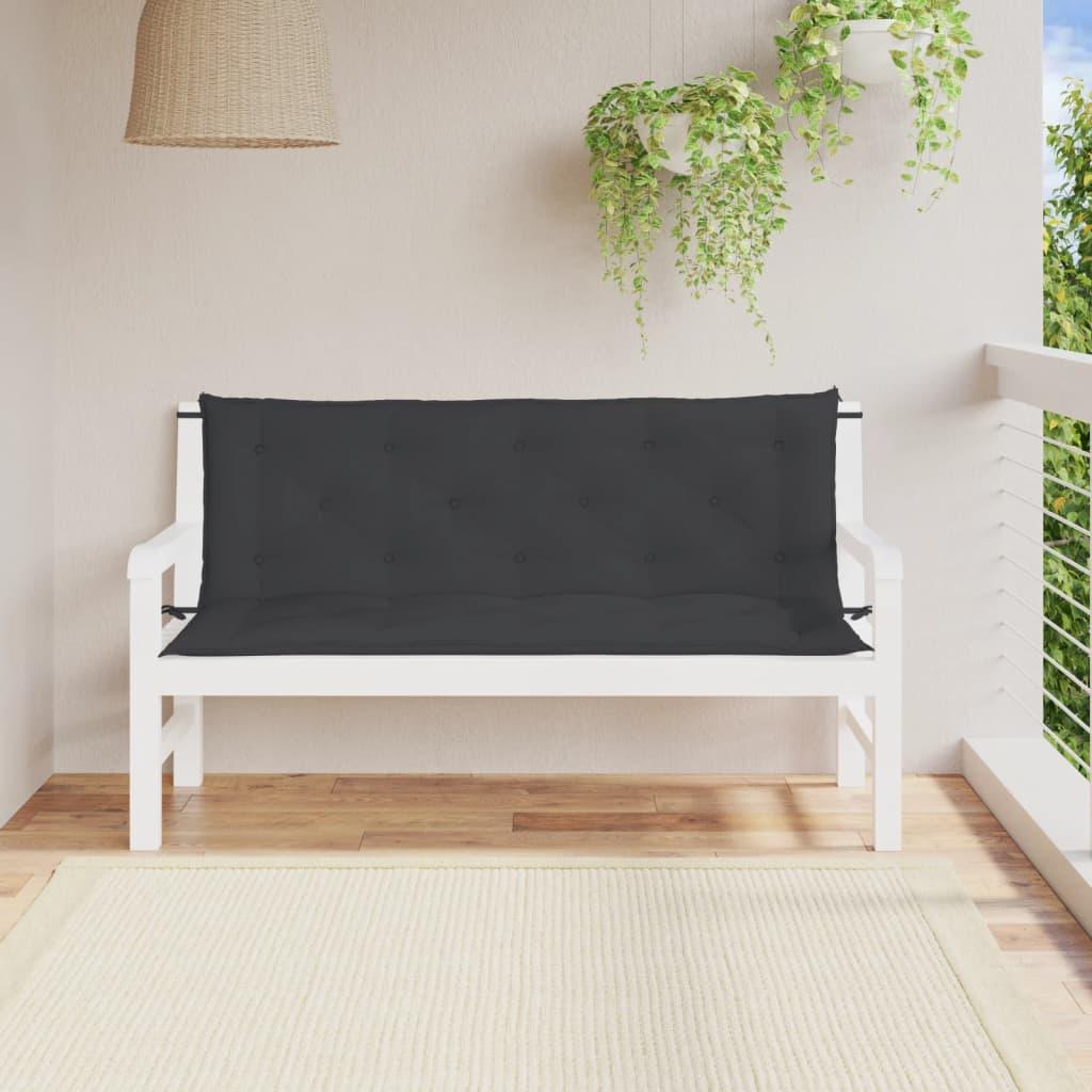 Garden Bench Cushions 2pcs Black 59.1"x19.7"x2.8" Oxford Fabric at Set Shop and Smile