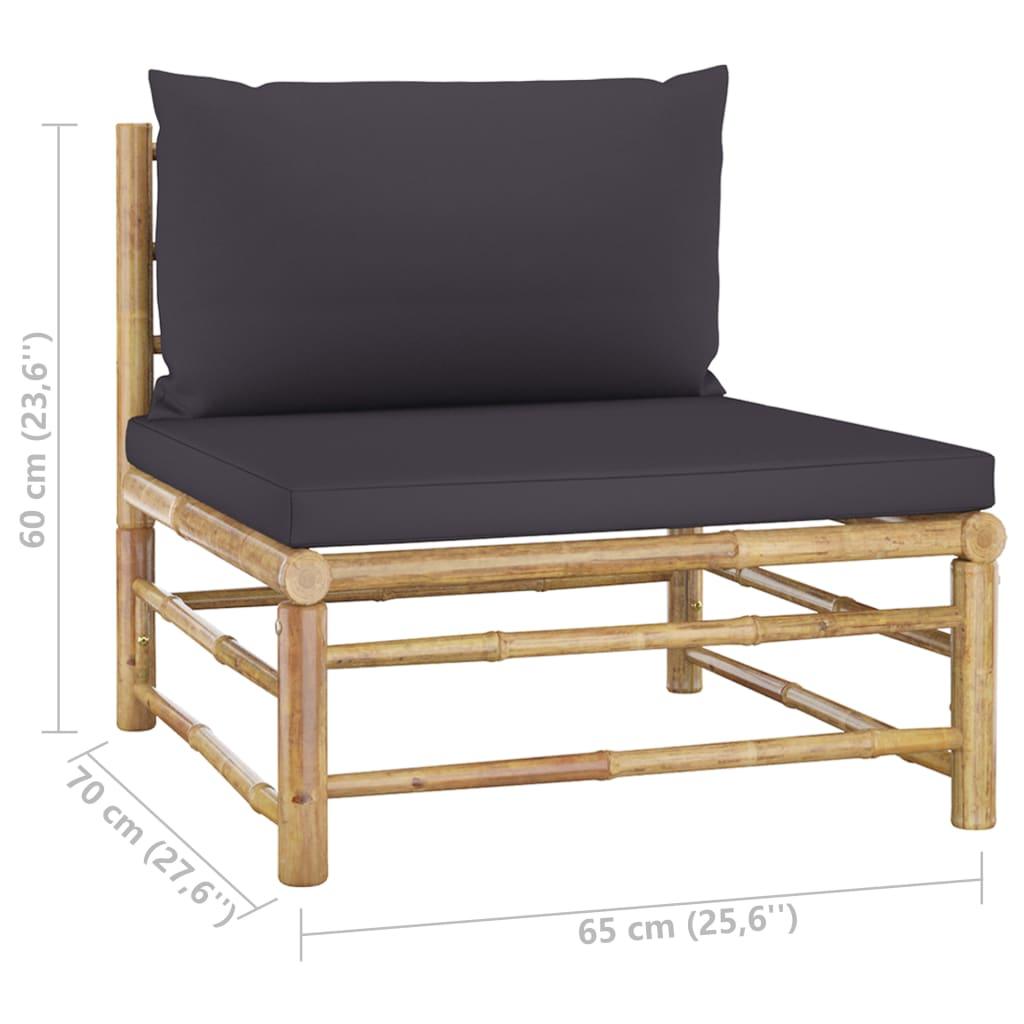 Patio Middle Sofa with Dark Gray Cushions Bamboo at Set Shop and Smile