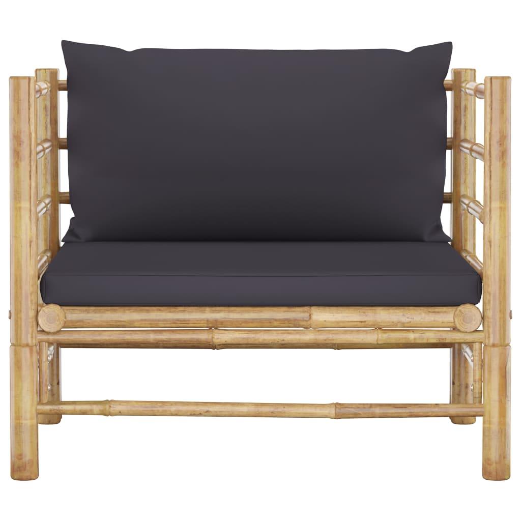 Patio Sofa with Dark Gray Cushions Bamboo at Set Shop and Smile