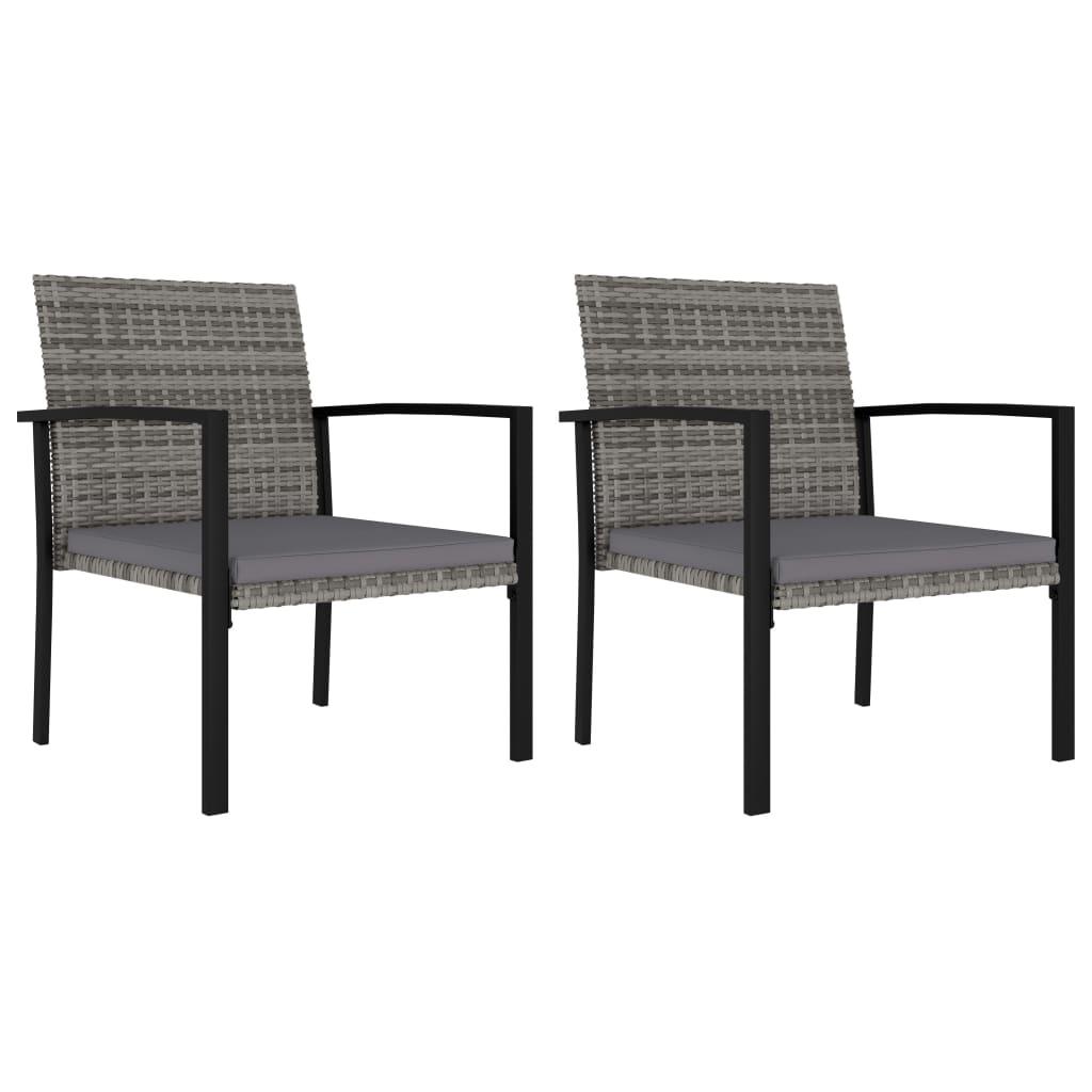 Patio Dining Chairs 2 pcs Poly Rattan Gray at Set Shop and Smile