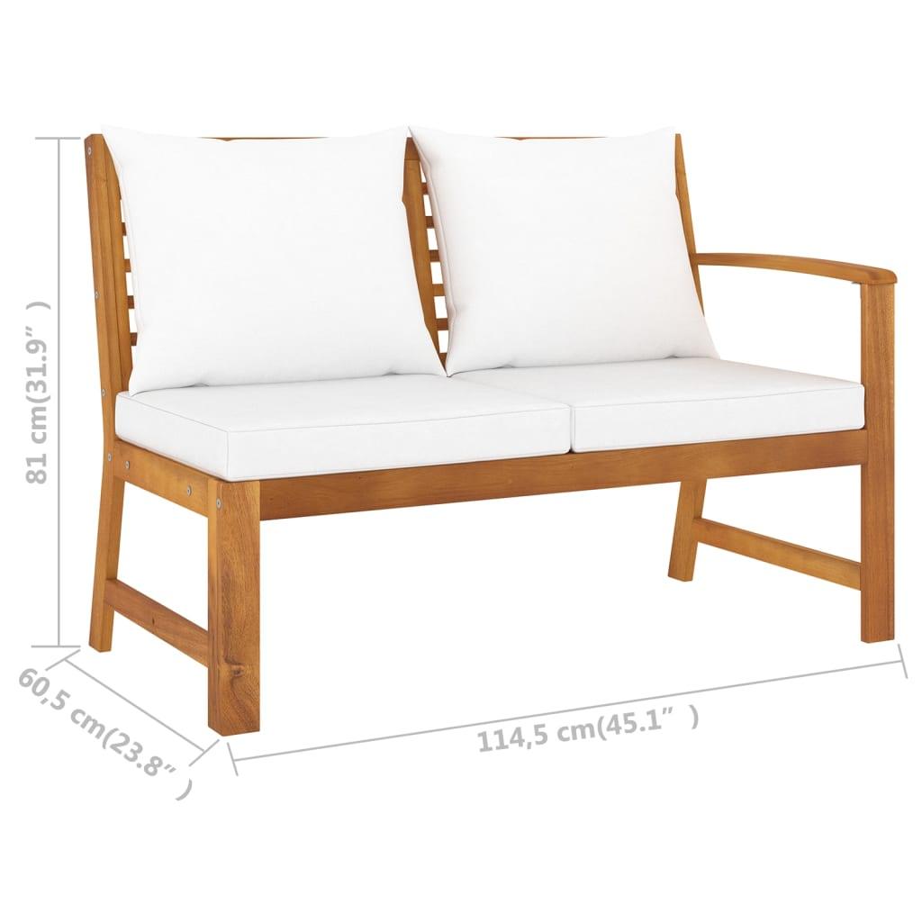 5 Piece Patio Lounge Set with Cushion Cream Solid Acacia Wood at Set Shop and Smile