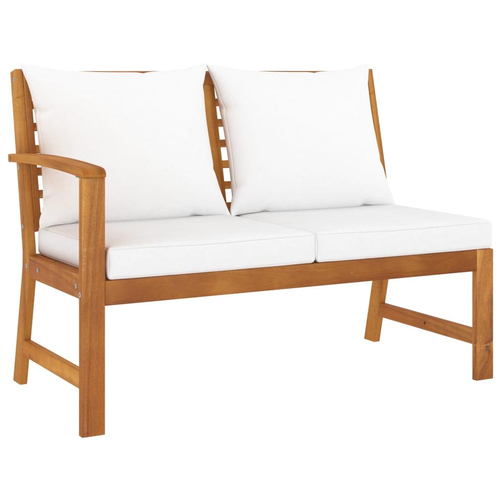 4 Piece Patio Lounge Set with Cushion Cream Solid Acacia Wood at Set Shop and Smile