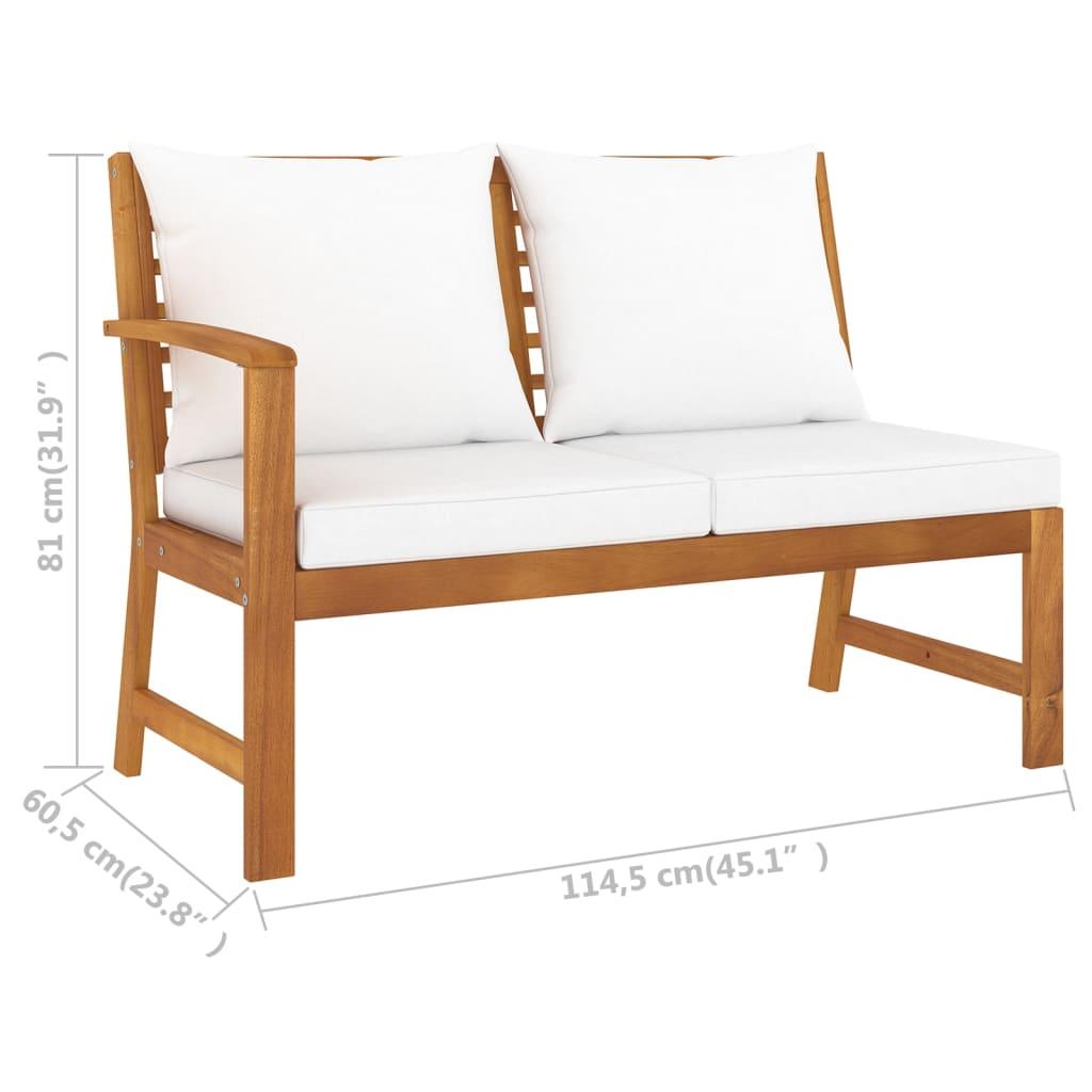 4 Piece Patio Lounge Set with Cushion Cream Solid Acacia Wood at Set Shop and Smile