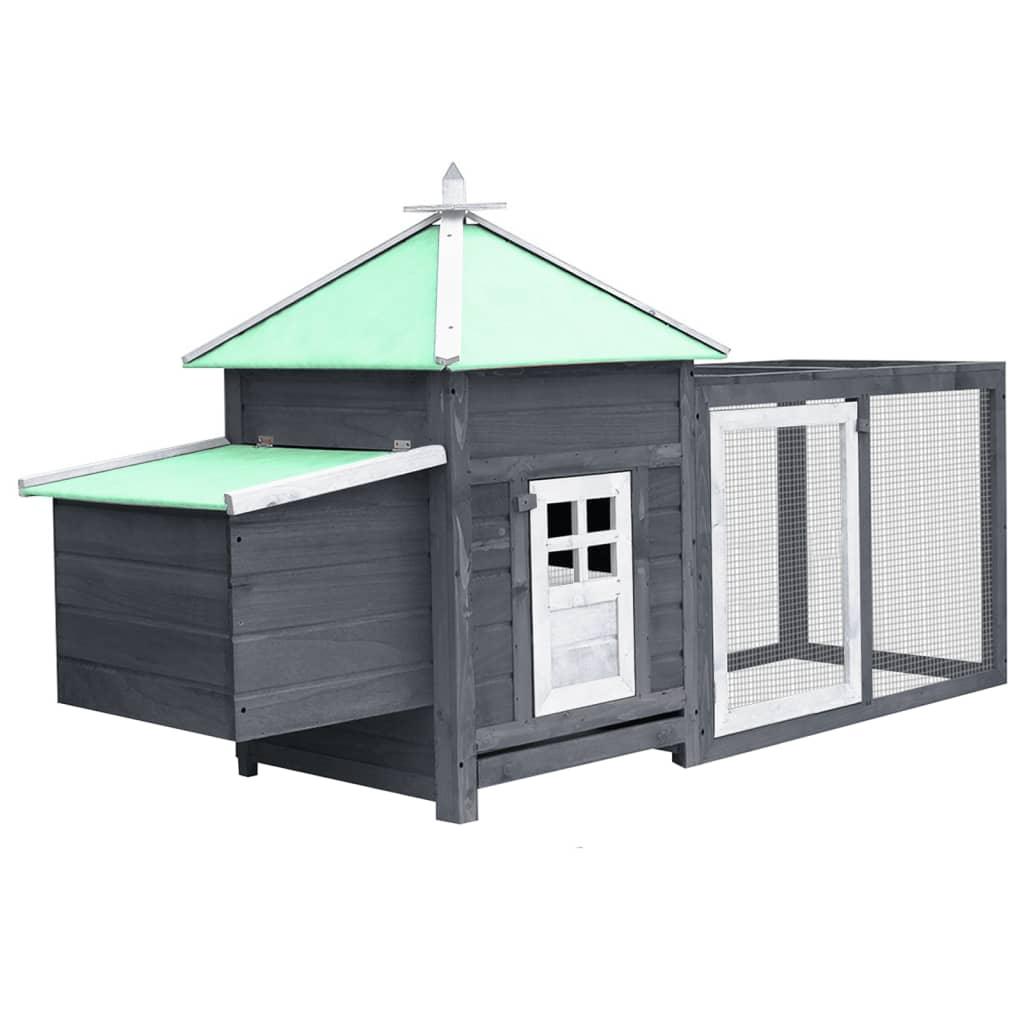 Chicken Coop with Nest Box Gray 74.8"x28.3"x40.2" Solid Firwood at Set Shop and Smile