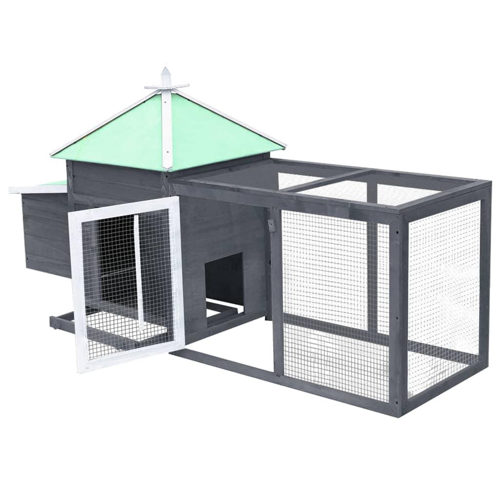 Chicken Coop with Nest Box Gray 74.8"x28.3"x40.2" Solid Firwood at Set Shop and Smile