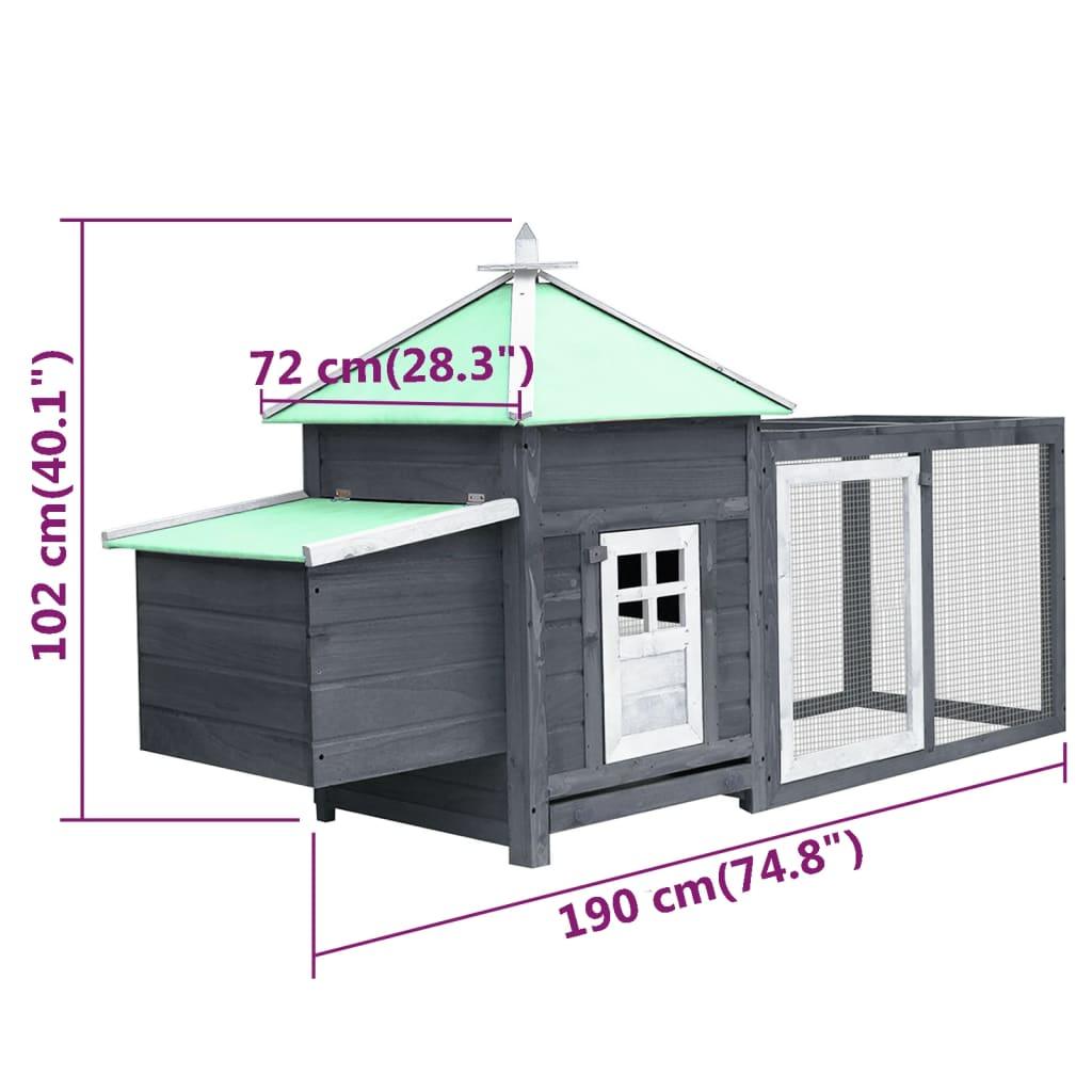 Chicken Coop with Nest Box Gray 74.8"x28.3"x40.2" Solid Firwood at Set Shop and Smile