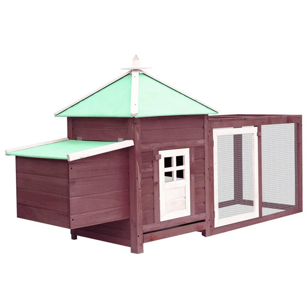 Chicken Coop with Nest Box Mocha 74.8"x28.3"x40.2" Solid Firwood at Set Shop and Smile