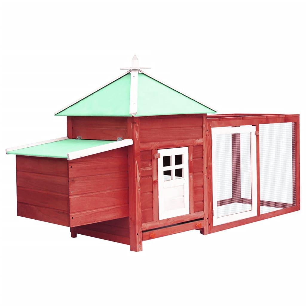 Chicken Coop with Nest Box Red 74.8"x28.3"x40.2" Solid Firwood at Set Shop and Smile
