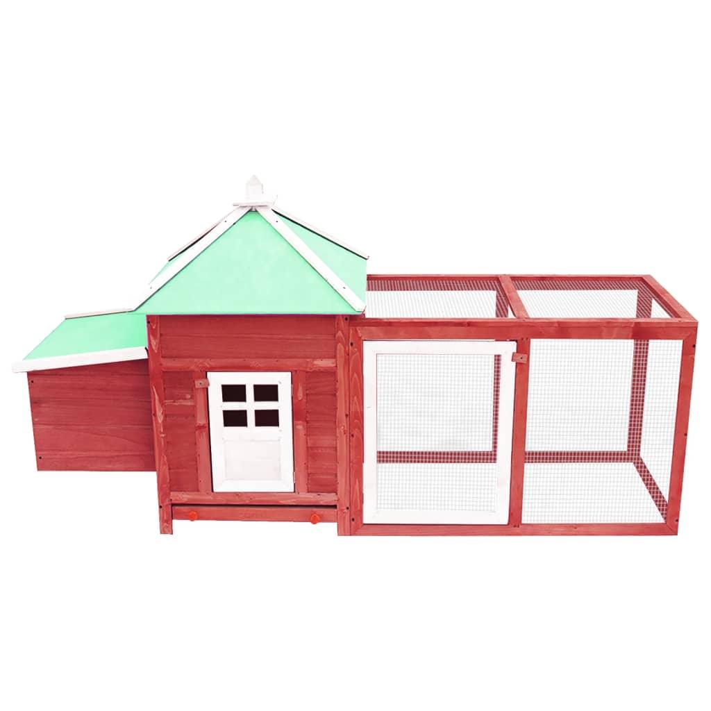Chicken Coop with Nest Box Red 74.8"x28.3"x40.2" Solid Firwood at Set Shop and Smile