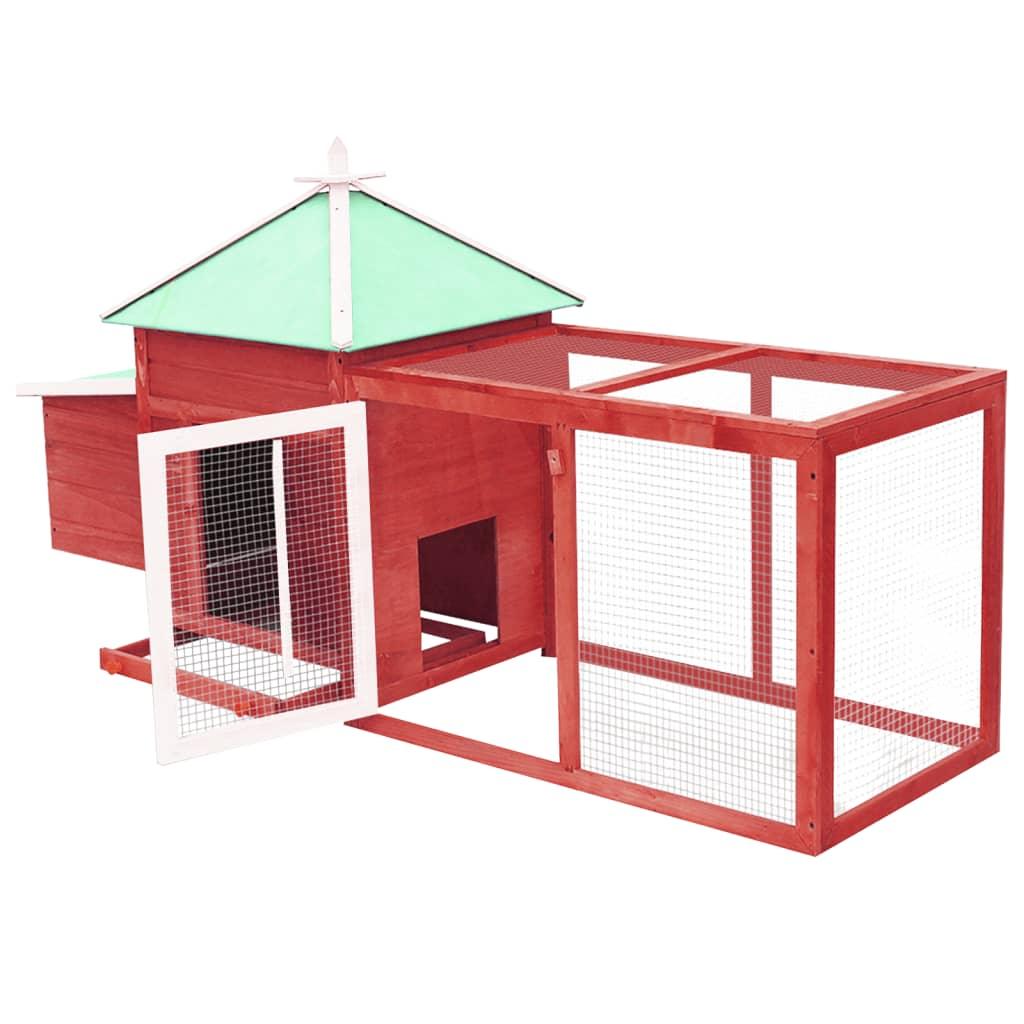 Chicken Coop with Nest Box Red 74.8"x28.3"x40.2" Solid Firwood at Set Shop and Smile