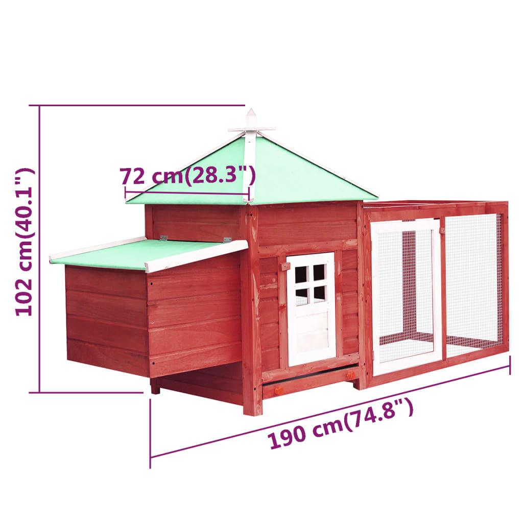 Chicken Coop with Nest Box Red 74.8"x28.3"x40.2" Solid Firwood at Set Shop and Smile