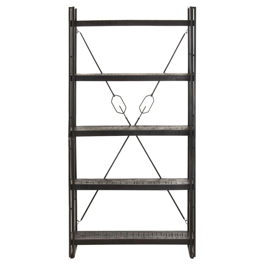 5-Tier Bookcase Black 35.4"x11.8"x70.9" Solid Mango Wood at Set Shop and Smile