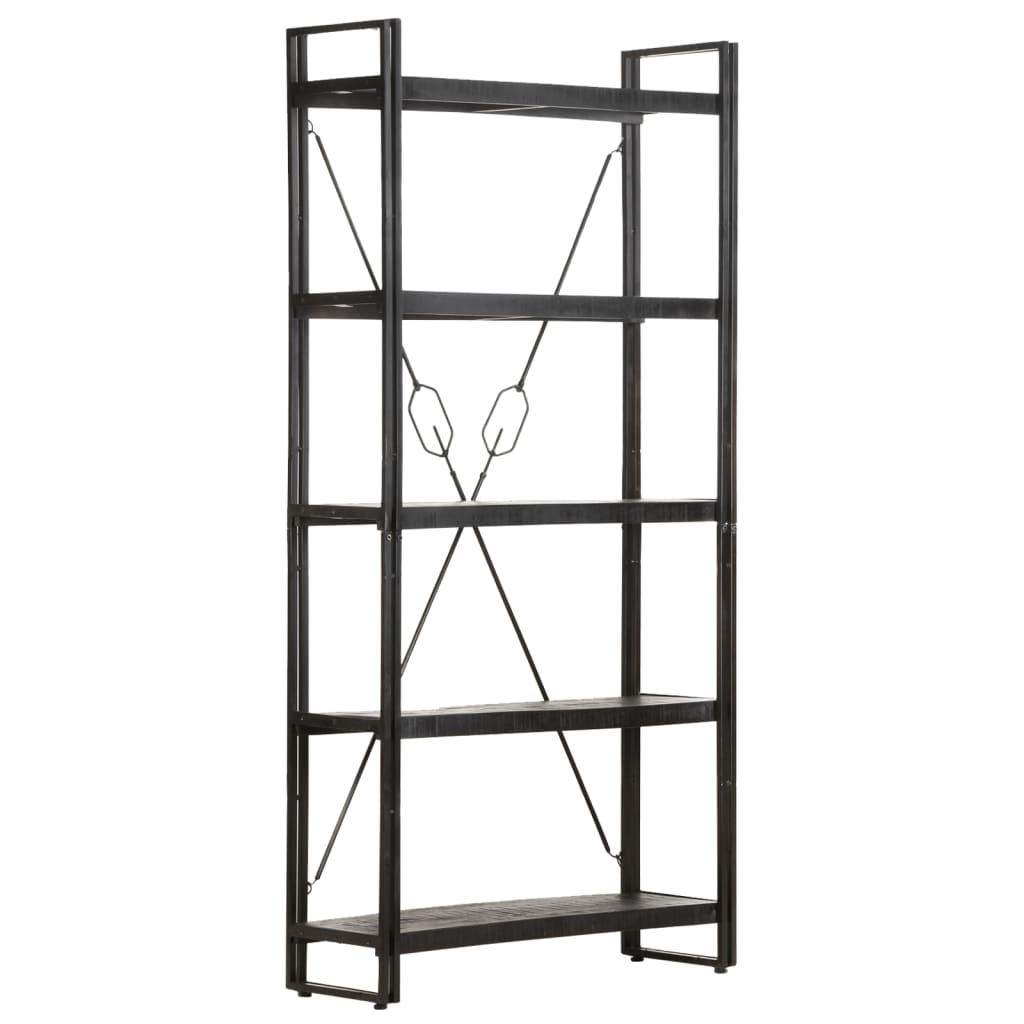 5-Tier Bookcase Black 35.4"x11.8"x70.9" Solid Mango Wood at Set Shop and Smile