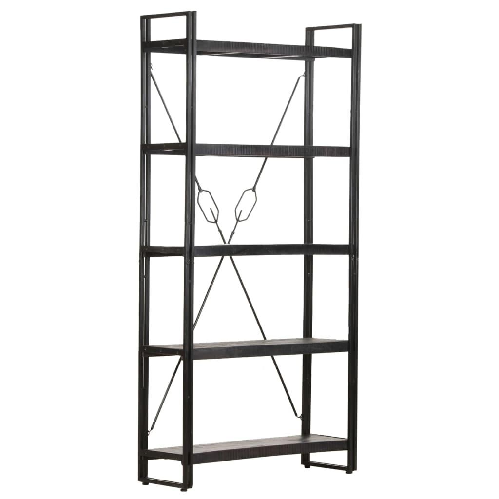 5-Tier Bookcase Black 35.4"x11.8"x70.9" Solid Mango Wood at Set Shop and Smile