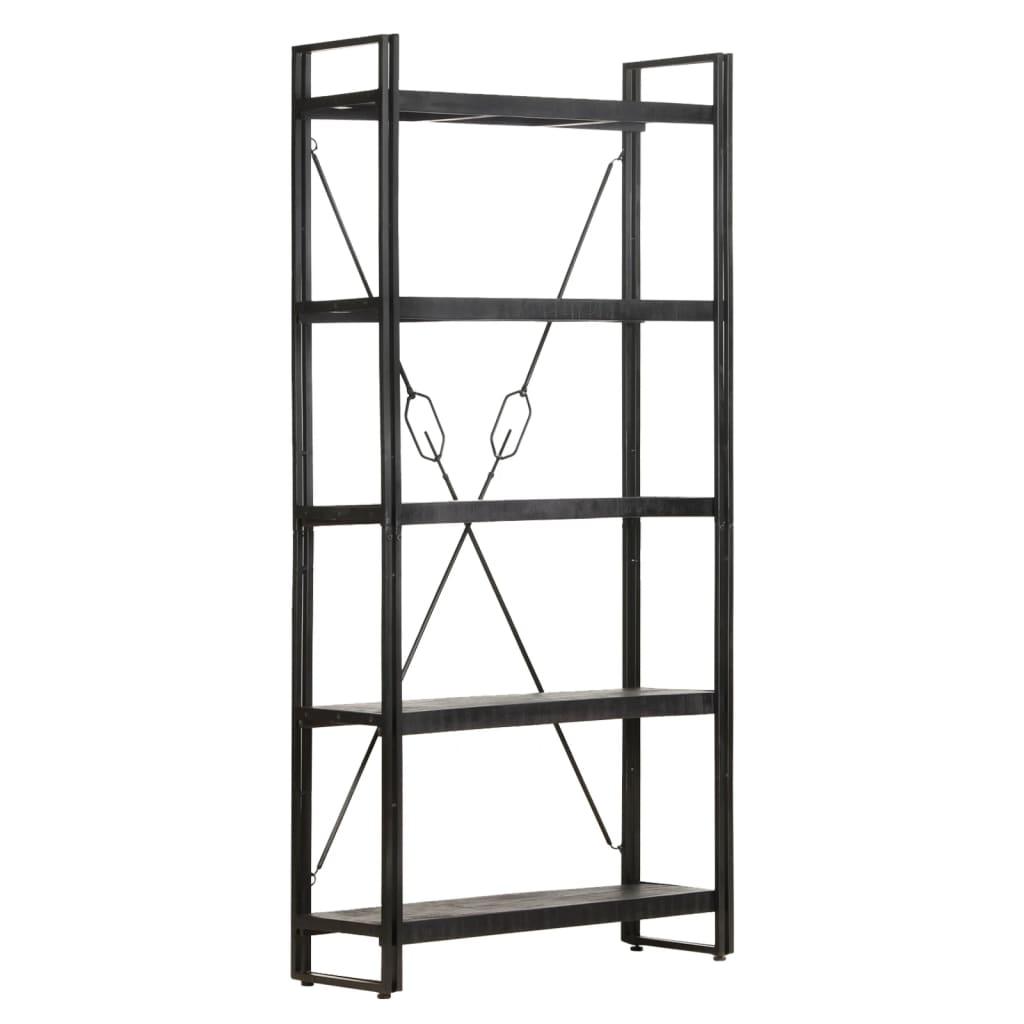 5-Tier Bookcase Black 35.4"x11.8"x70.9" Solid Mango Wood at Set Shop and Smile