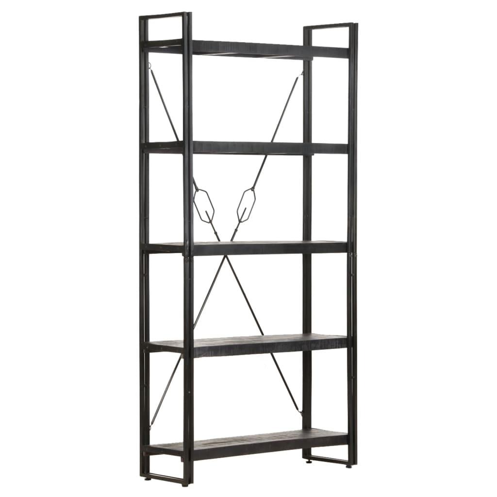 5-Tier Bookcase Black 35.4"x11.8"x70.9" Solid Mango Wood at Set Shop and Smile