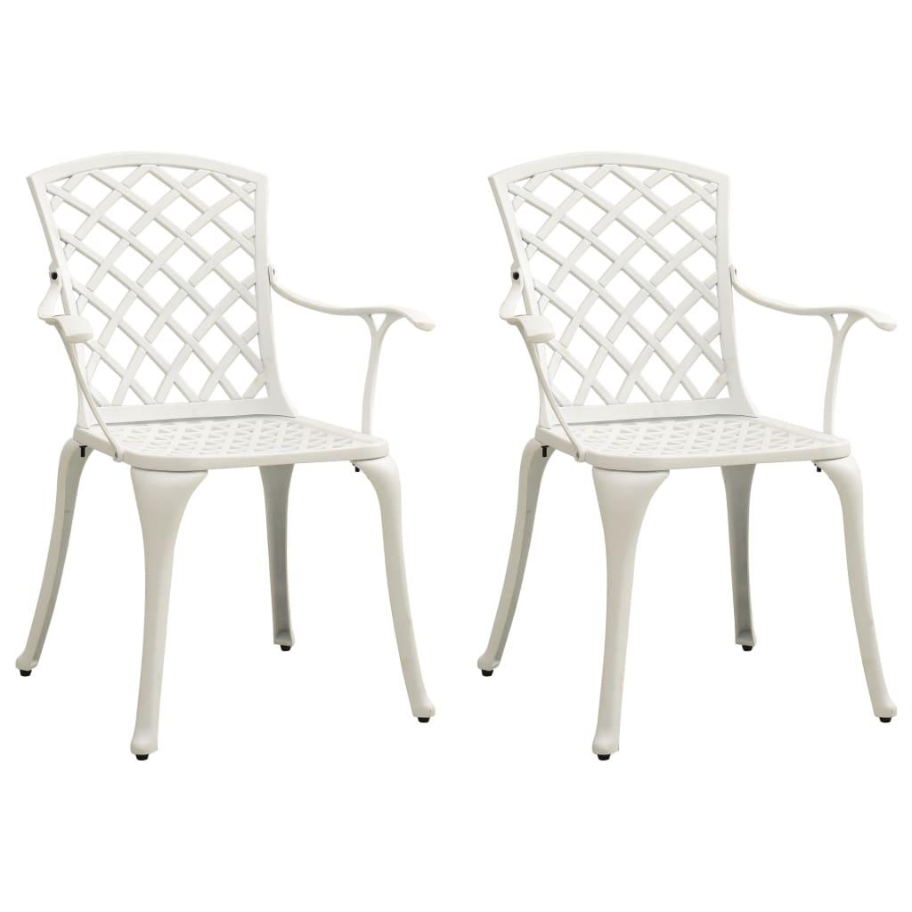 Patio Chairs 2 pcs Cast Aluminum White at Set Shop and Smile
