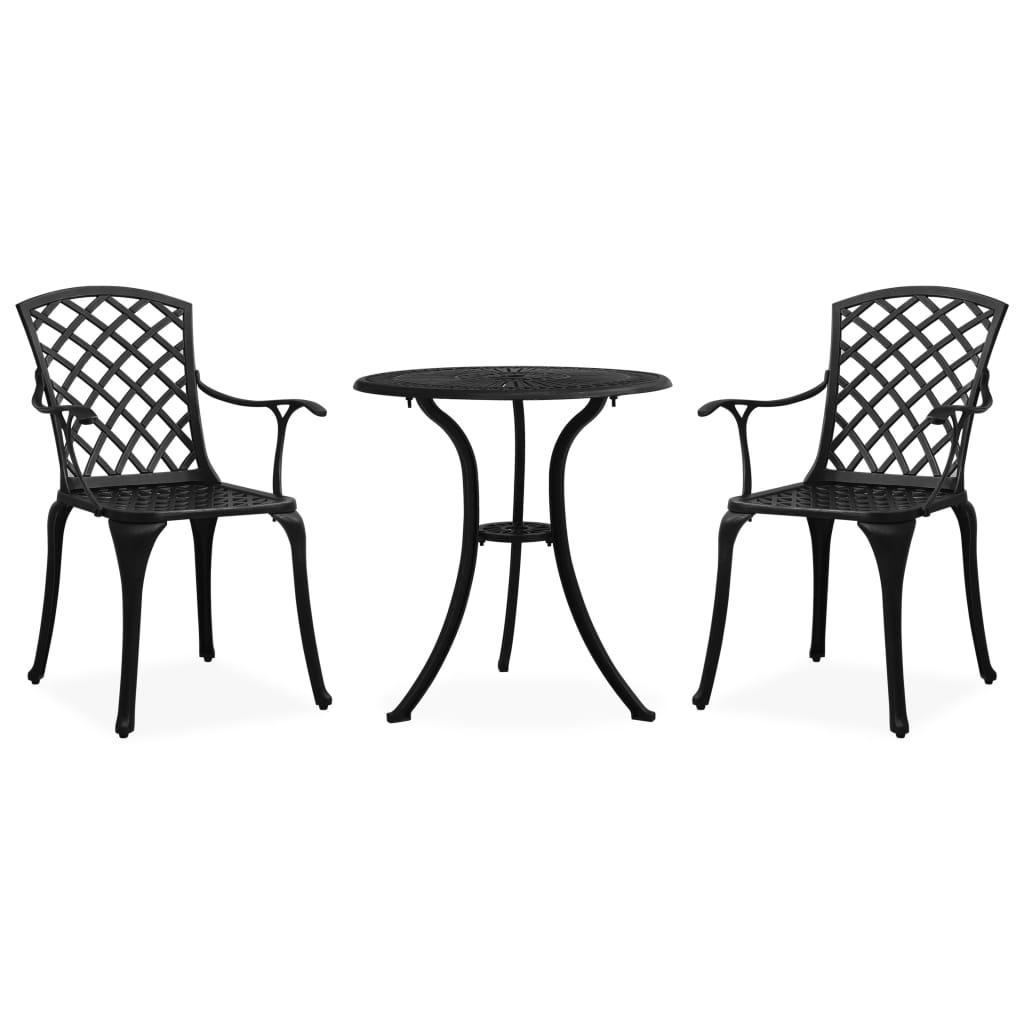 3 Piece Bistro Set Cast Aluminum Black at Set Shop and Smile