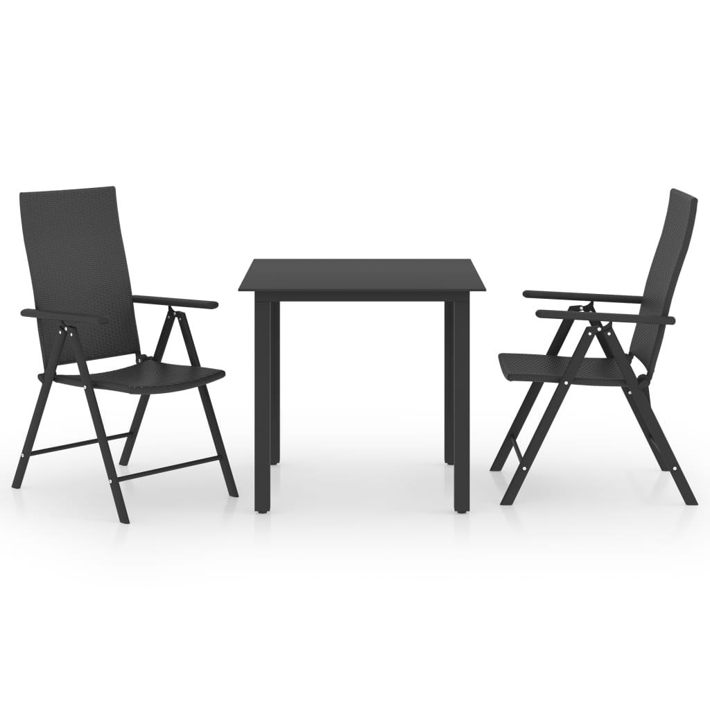 3 Piece Patio Dining Set Black at Set Shop and Smile
