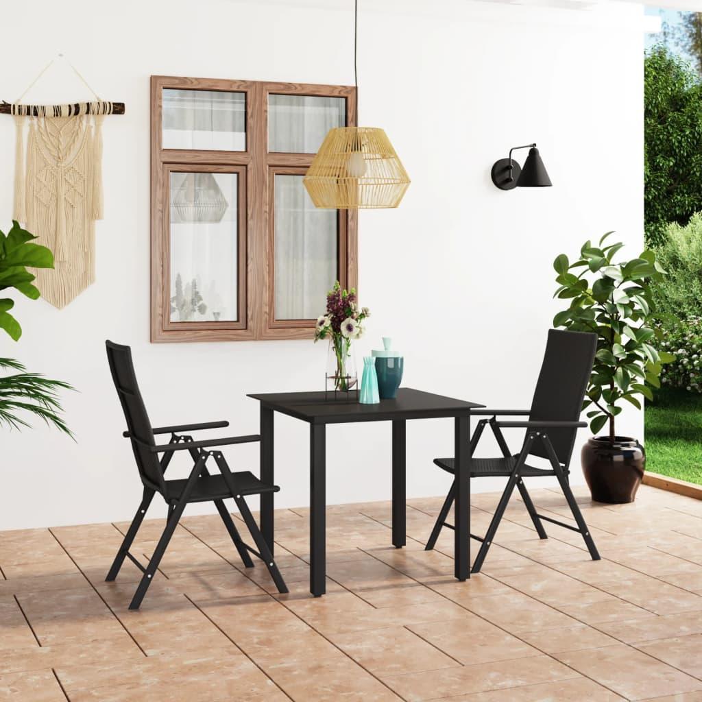 3 Piece Patio Dining Set Black at Set Shop and Smile