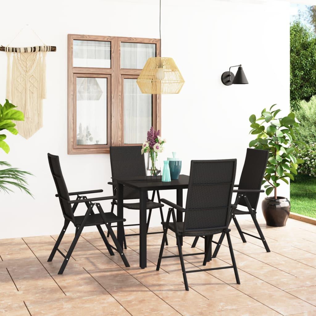 5 Piece Patio Dining Set Black at Set Shop and Smile