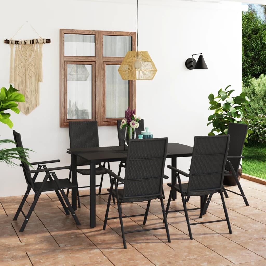 7 Piece Patio Dining Set Black at Set Shop and Smile