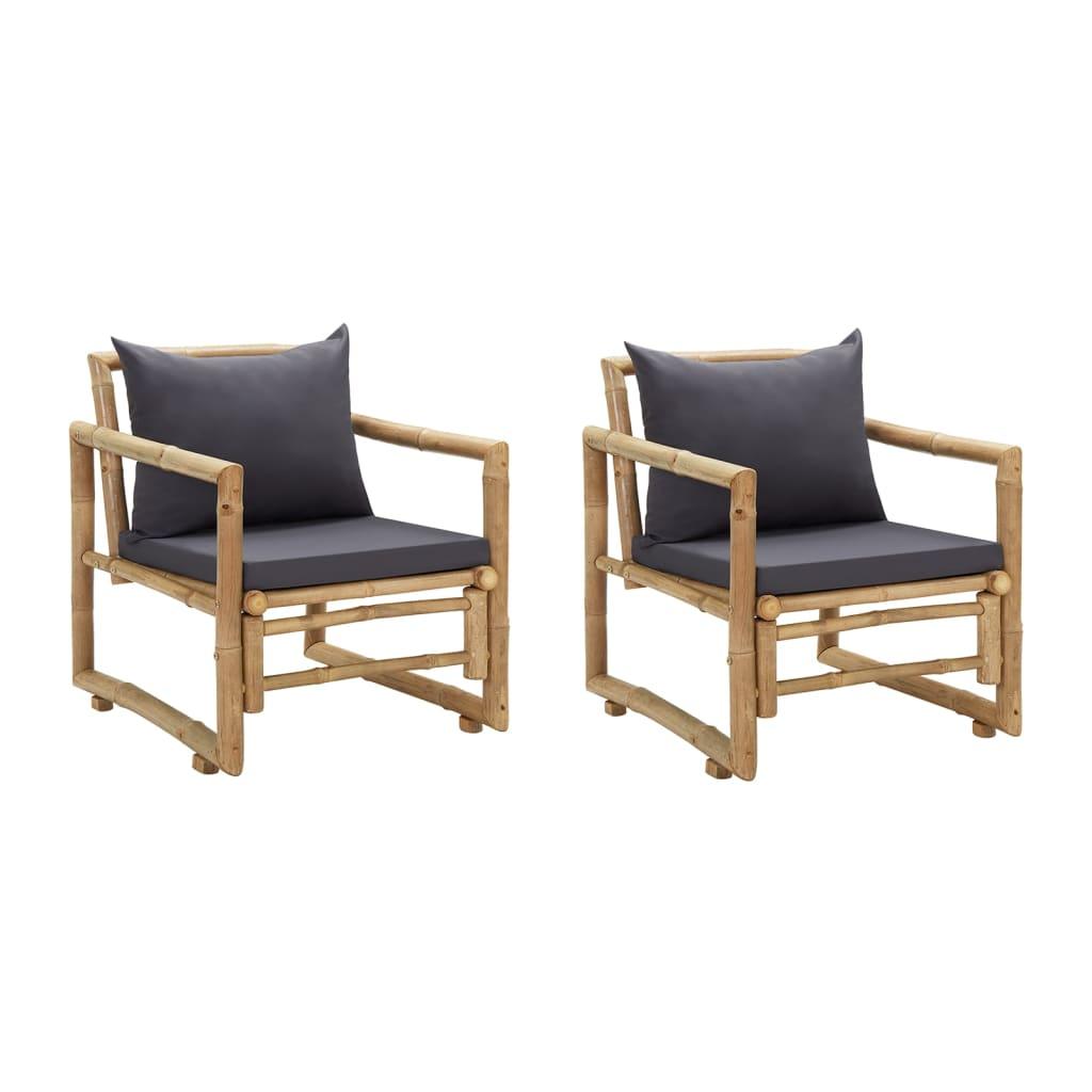 Patio Chairs with Cushions 2 pcs Bamboo at Set Shop and Smile