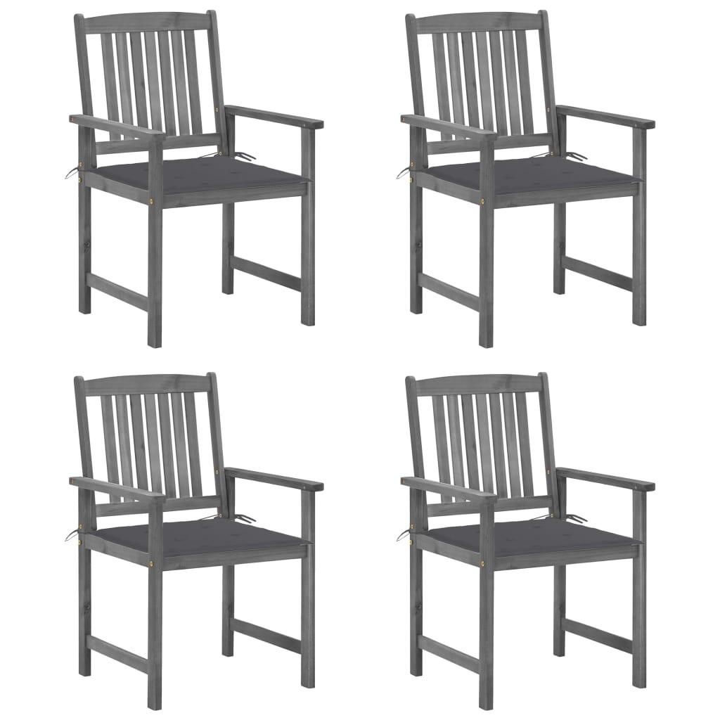 Patio Chairs with Cushions 4 pcs Gray Solid Acacia Wood at Set Shop and Smile